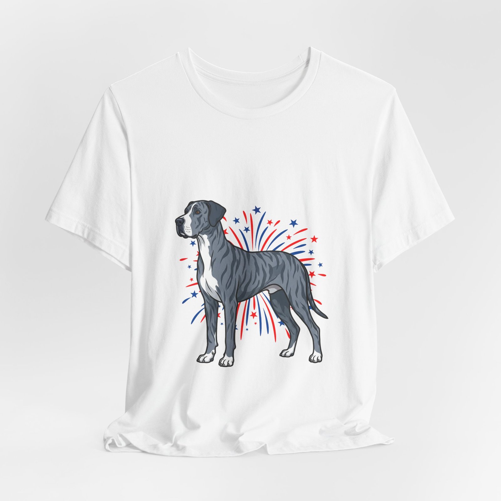 Blue Brindle with white Chest Dane on Fireworks - Personalization Available - Image 4