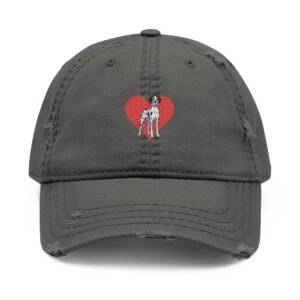 Distressed Dad Hat — Embroidered Red Heart & Dalmatian Cap