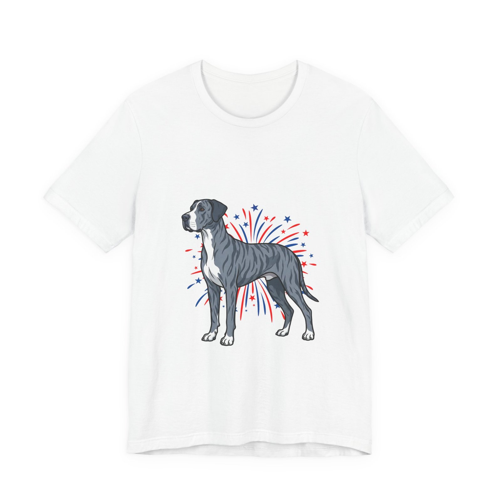 Blue Brindle with white Chest Dane on Fireworks - Personalization Available