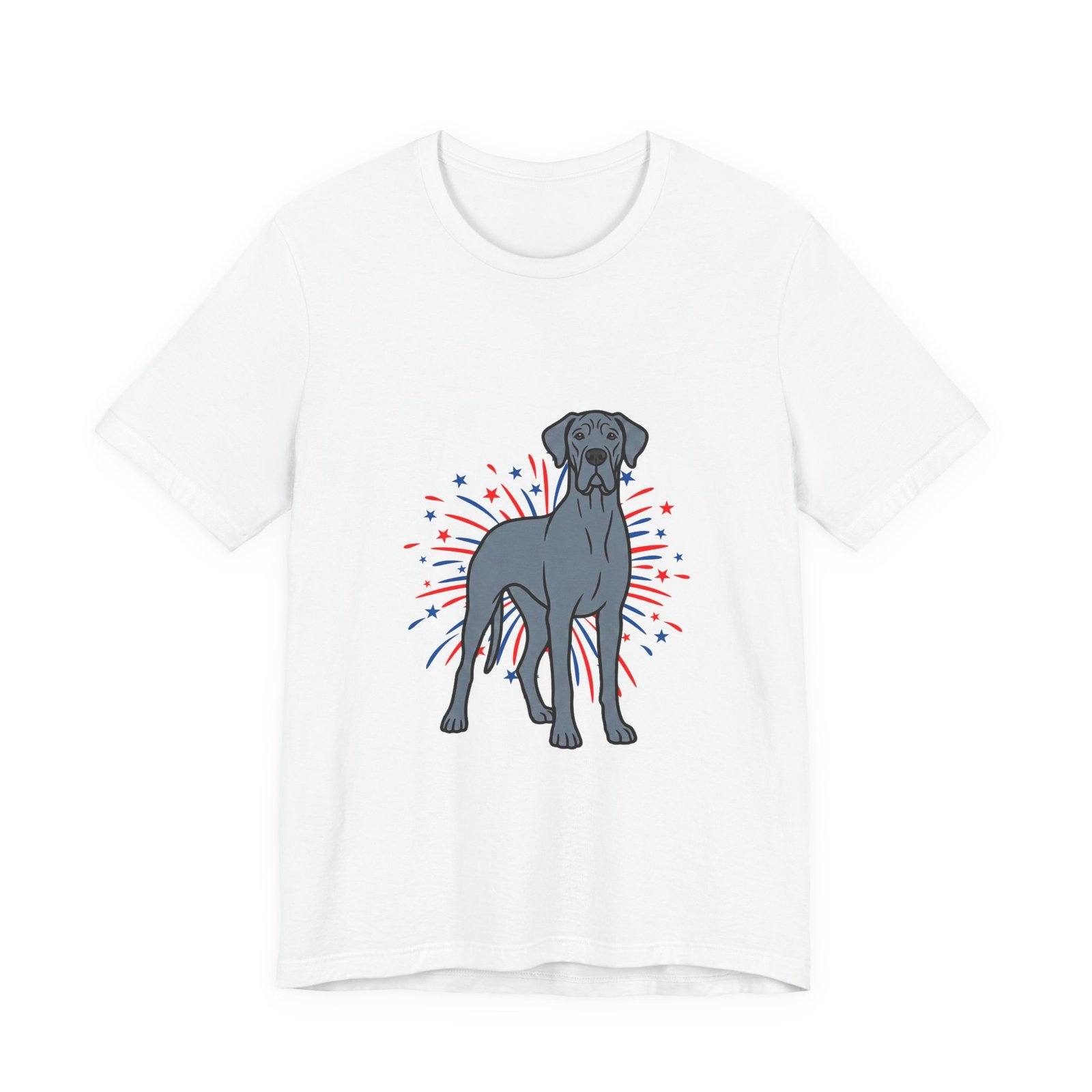 Blue Great Dane on Fireworks - Personalization Available