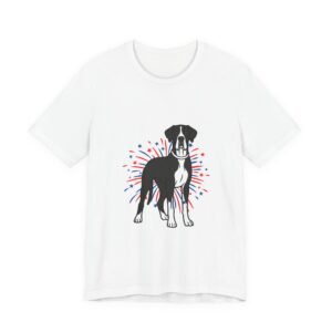 Black with White Front Facing Mantle Great Dane on Fireworks - Personalization Available