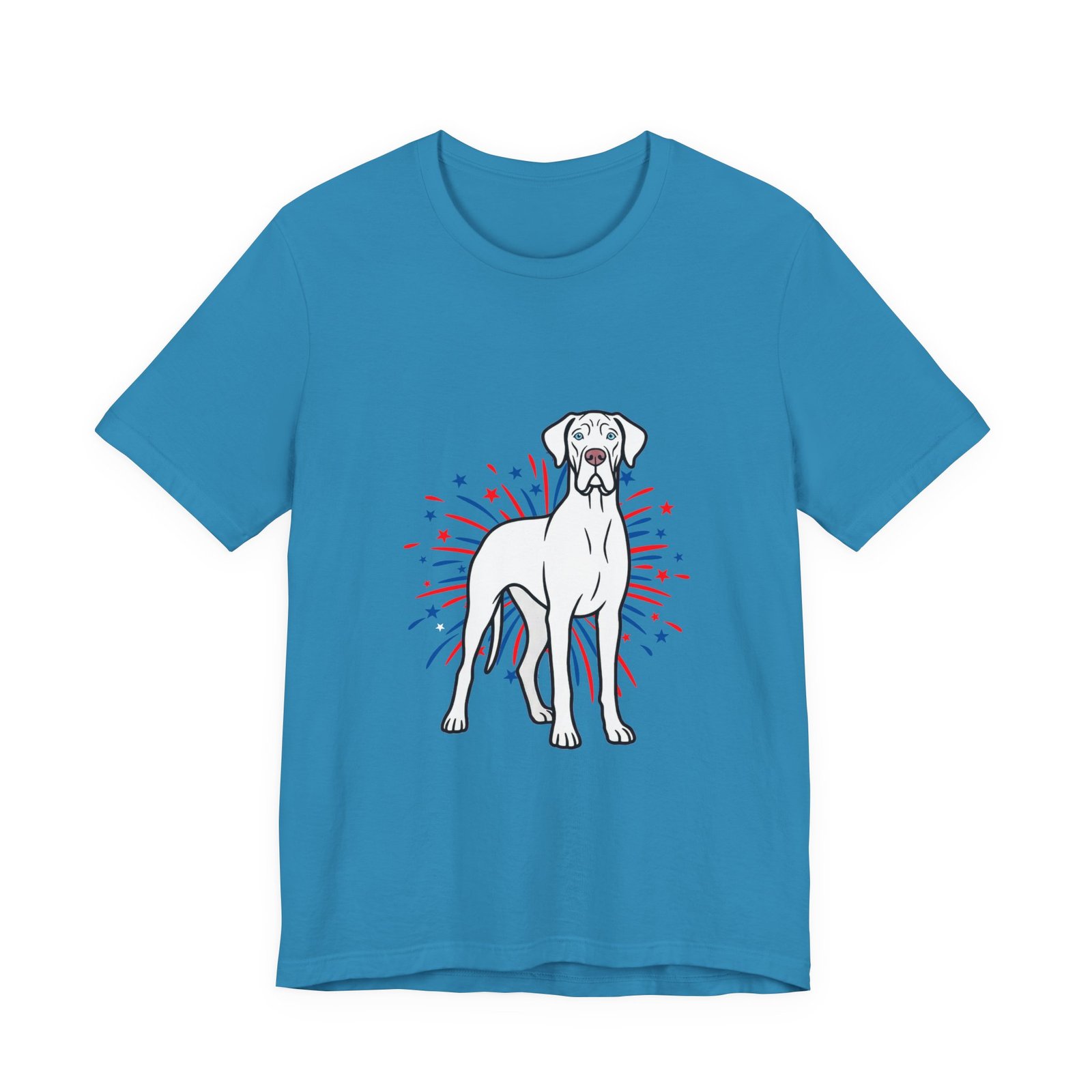 White with Blue Eyes Great Dane on Fireworks - Personalization Available - Image 12