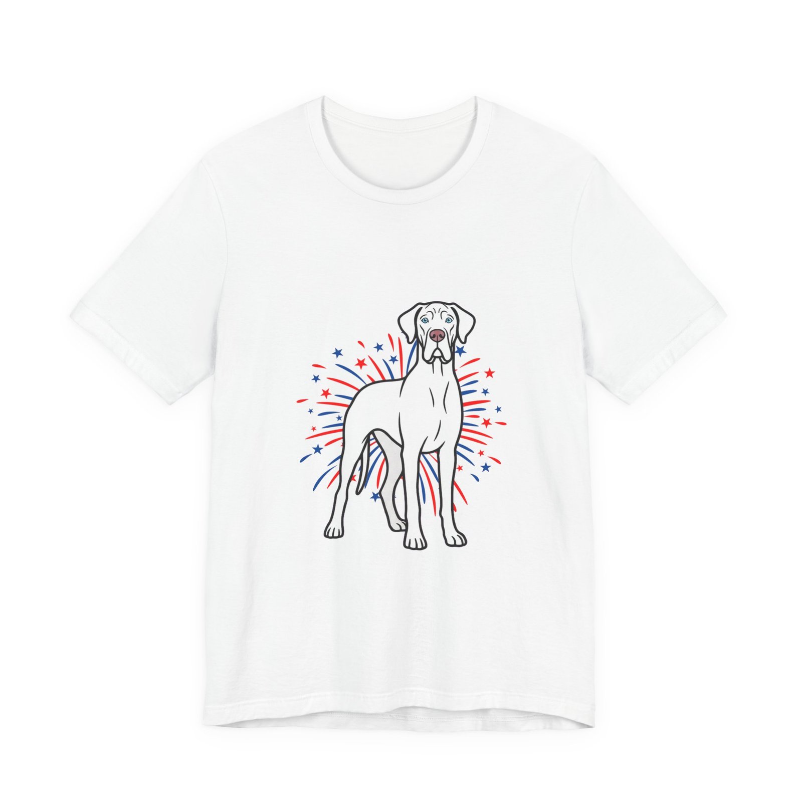White with Blue Eyes Great Dane on Fireworks - Personalization Available - Image 4
