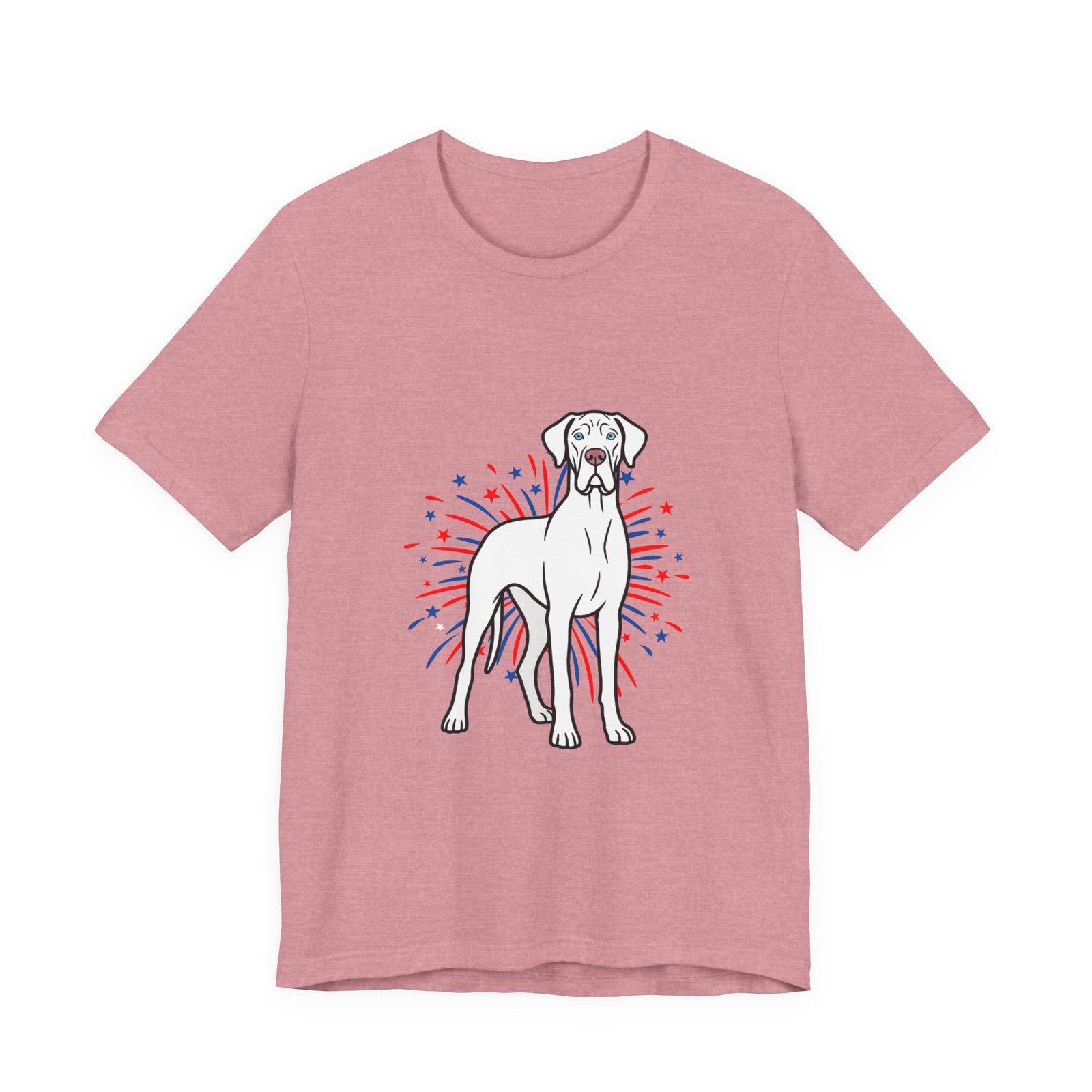 White with Blue Eyes Great Dane on Fireworks - Personalization Available - Image 6