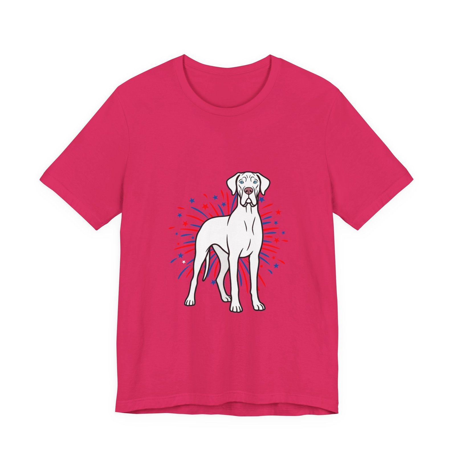 White with Blue Eyes Great Dane on Fireworks - Personalization Available - Image 2
