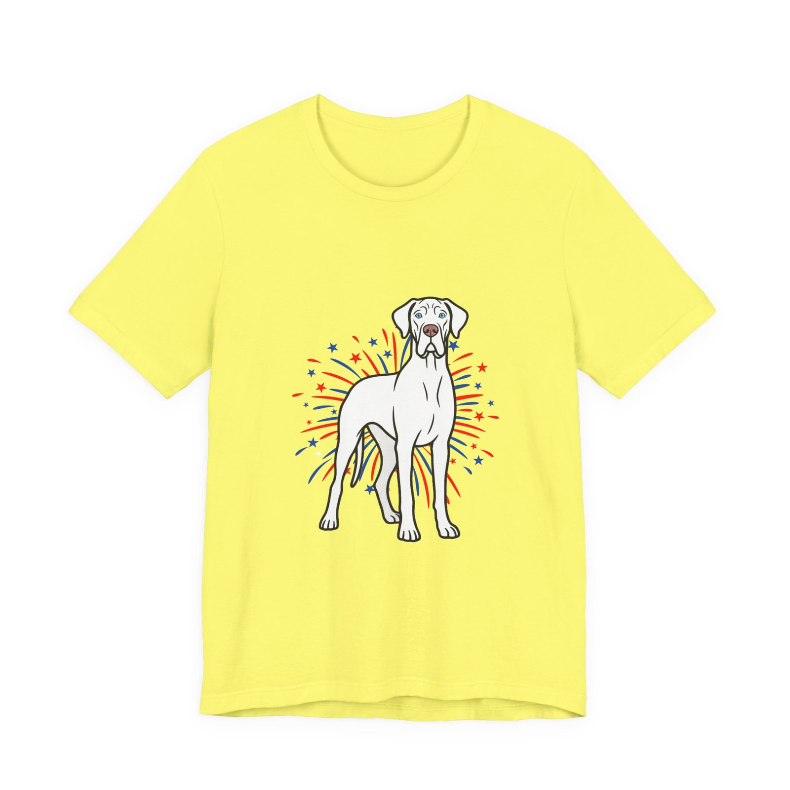White with Blue Eyes Great Dane on Fireworks - Personalization Available - Image 11