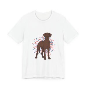Chocolate Great Dane on Fireworks - Personalization Available