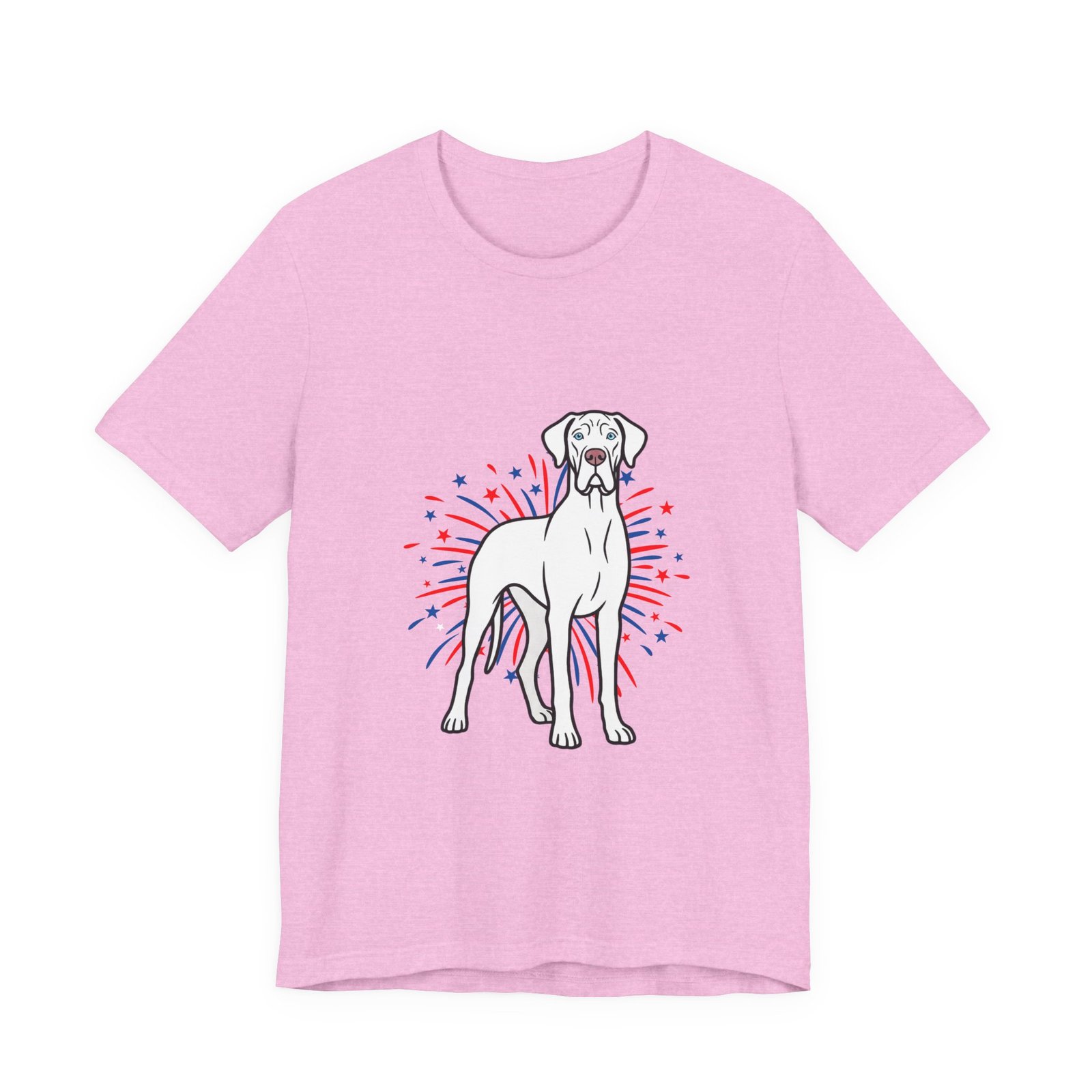 White with Blue Eyes Great Dane on Fireworks - Personalization Available