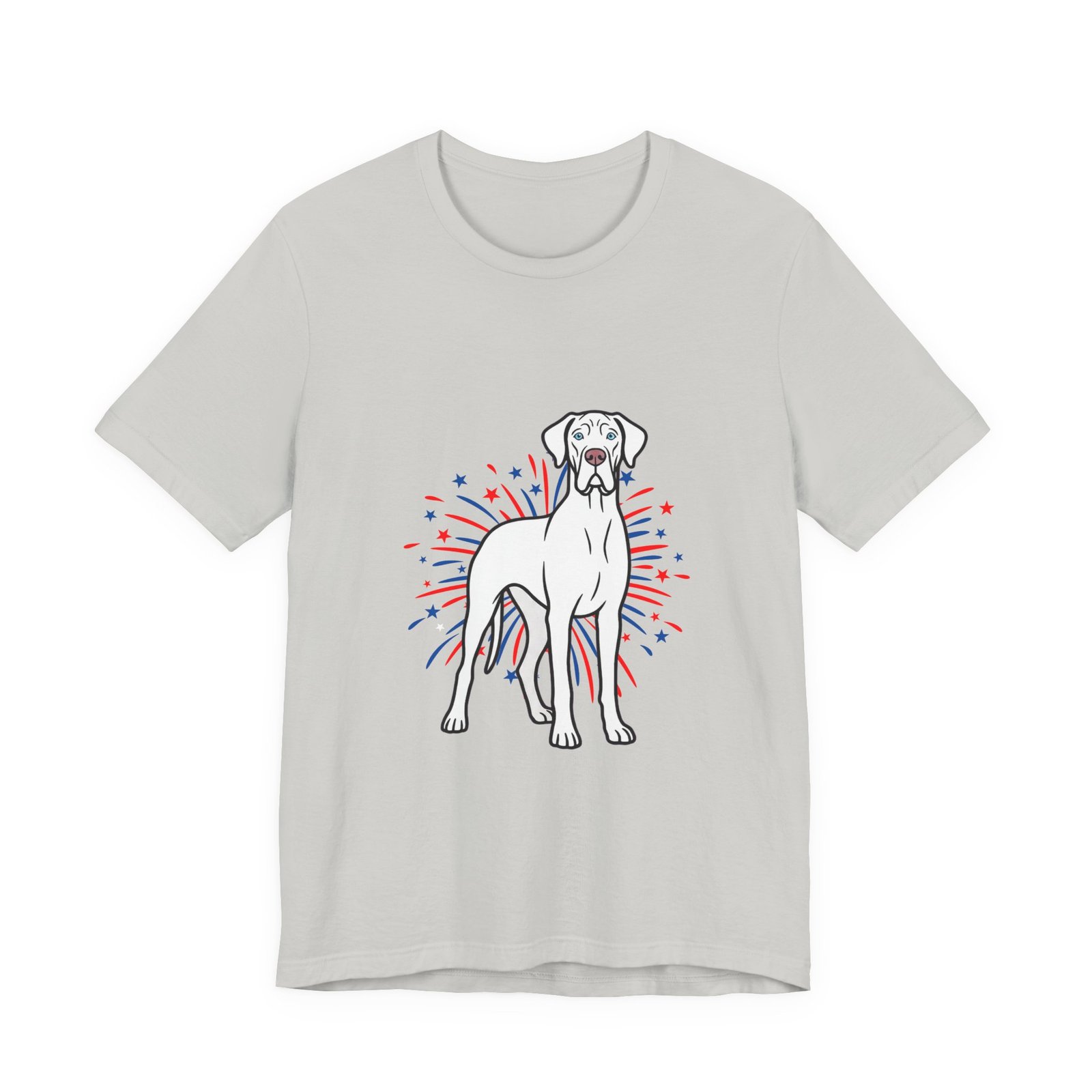White with Blue Eyes Great Dane on Fireworks - Personalization Available - Image 3