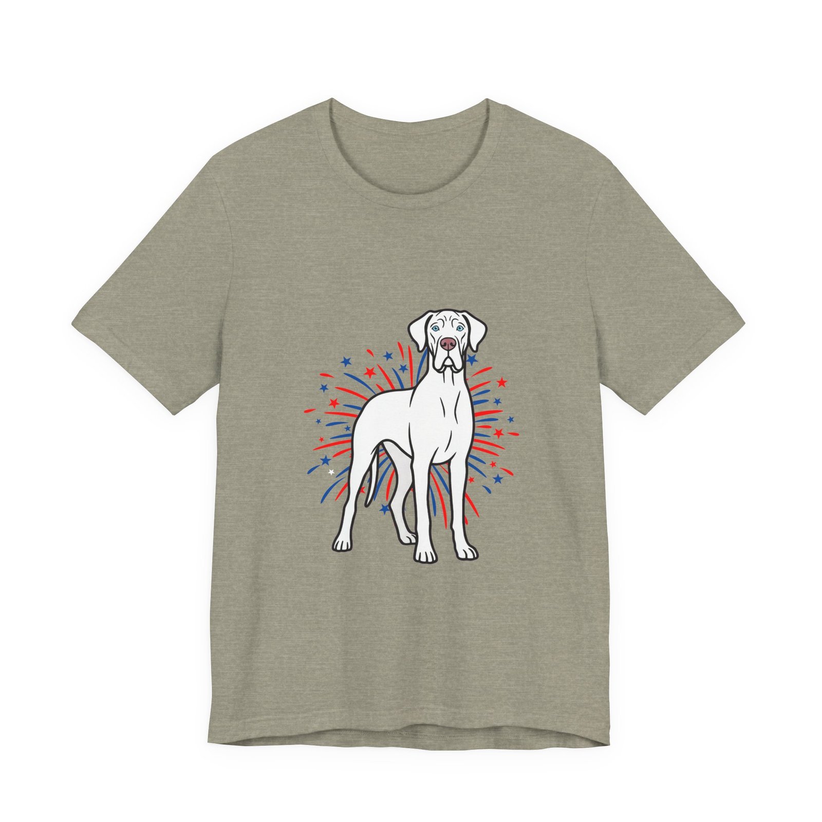White with Blue Eyes Great Dane on Fireworks - Personalization Available - Image 8