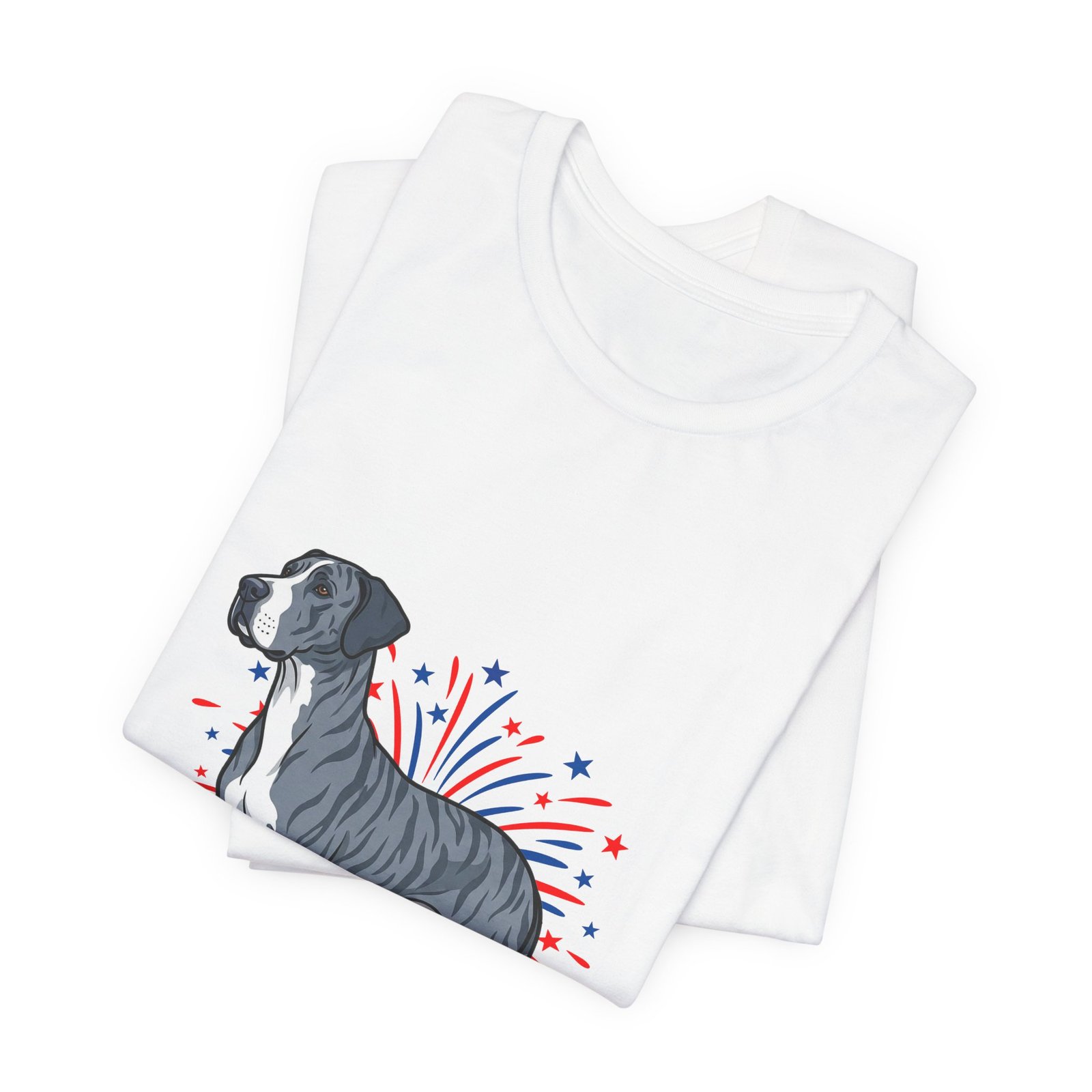 Blue Brindle with white Chest Dane on Fireworks - Personalization Available - Image 3