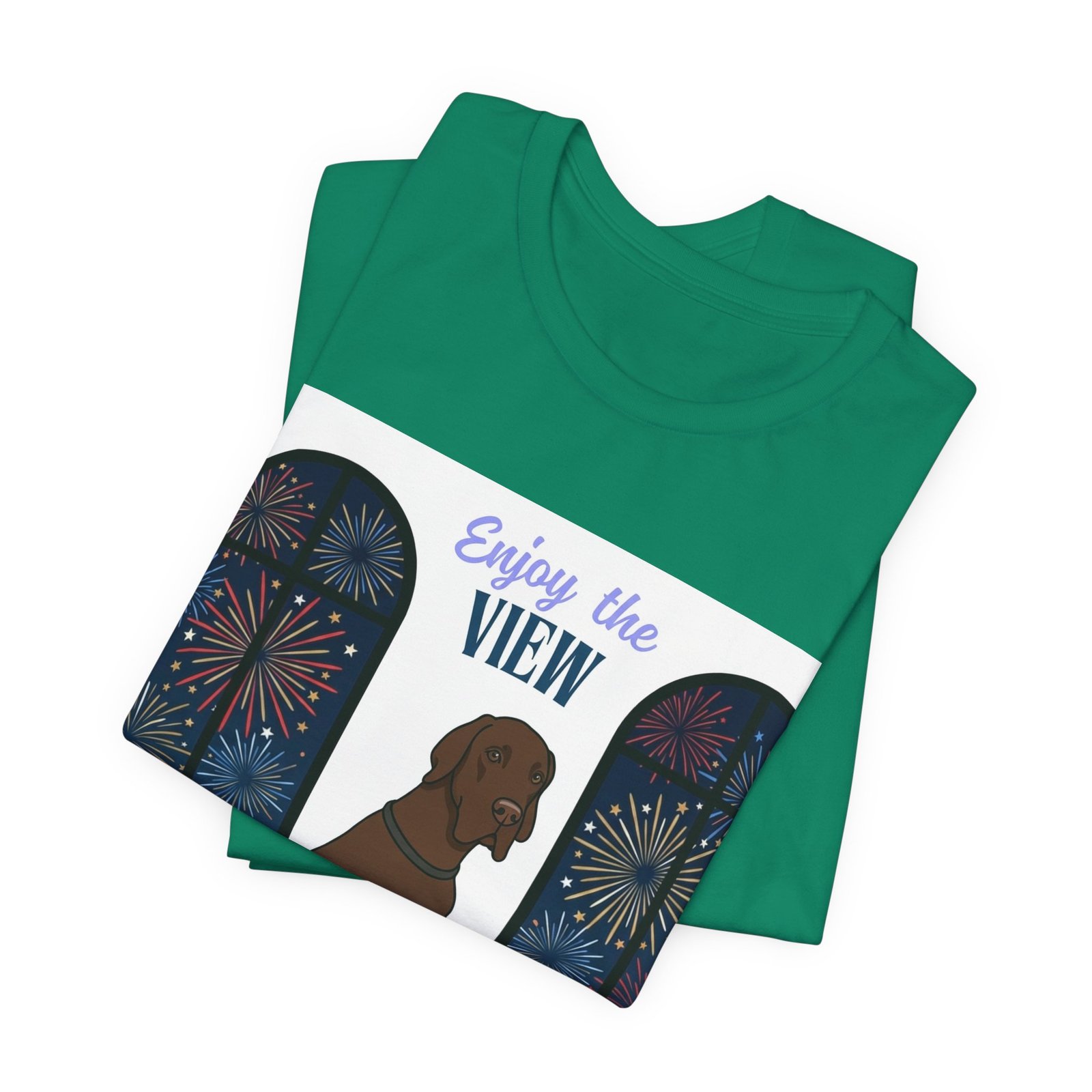 Chocolate Great Dane Enjoy the View T-Shirt — Dog Watching Fireworks Graphic Tee - Image 28