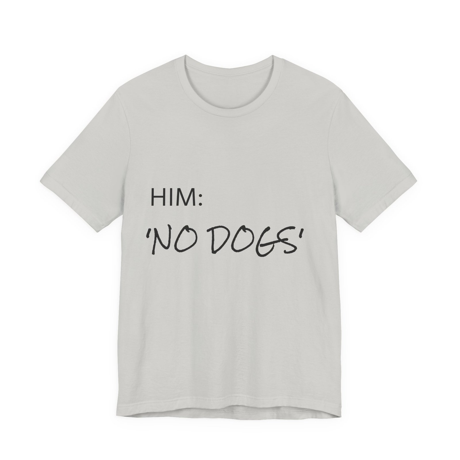 Blue Great Dane T-Shirt — "NO DOGS" Script Front with Man and Dog on Couch Graphic - Image 16