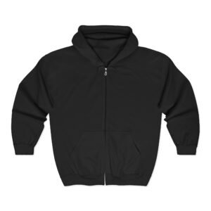 Black & Blue Merlequin Great Dane & Black Cat Witch Full-Zip Hoodie (Up to 3x) Back Printed Med-Heavy  — Her Familiars