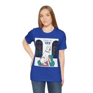White Great Dane Enjoy the View T-Shirt — Dog Watching Fireworks Graphic Tee