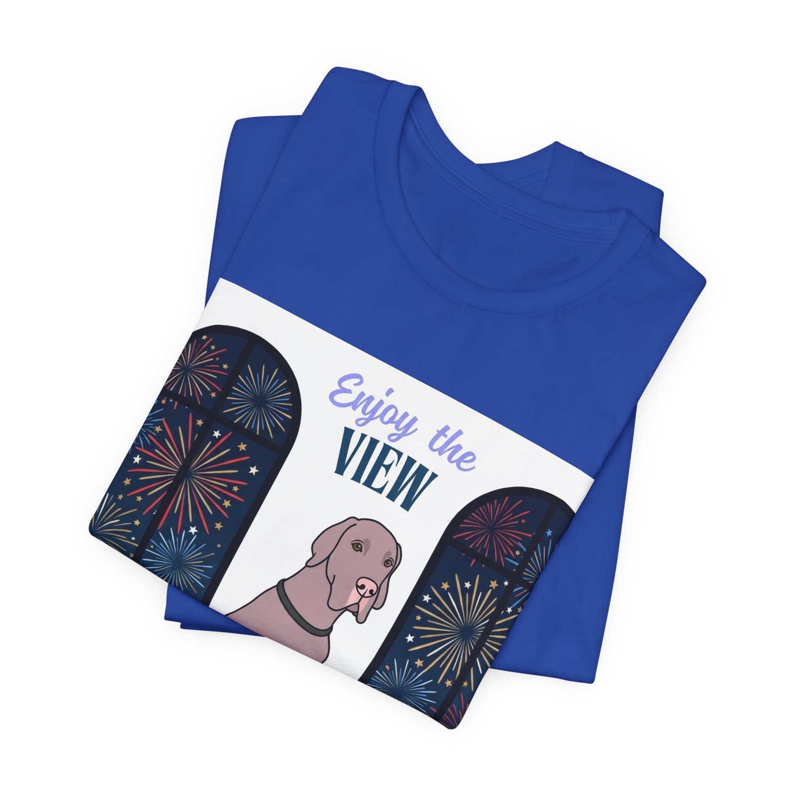 Lilac Great Dane Enjoy the View T-Shirt — Dog Watching Fireworks Graphic Tee - Image 48