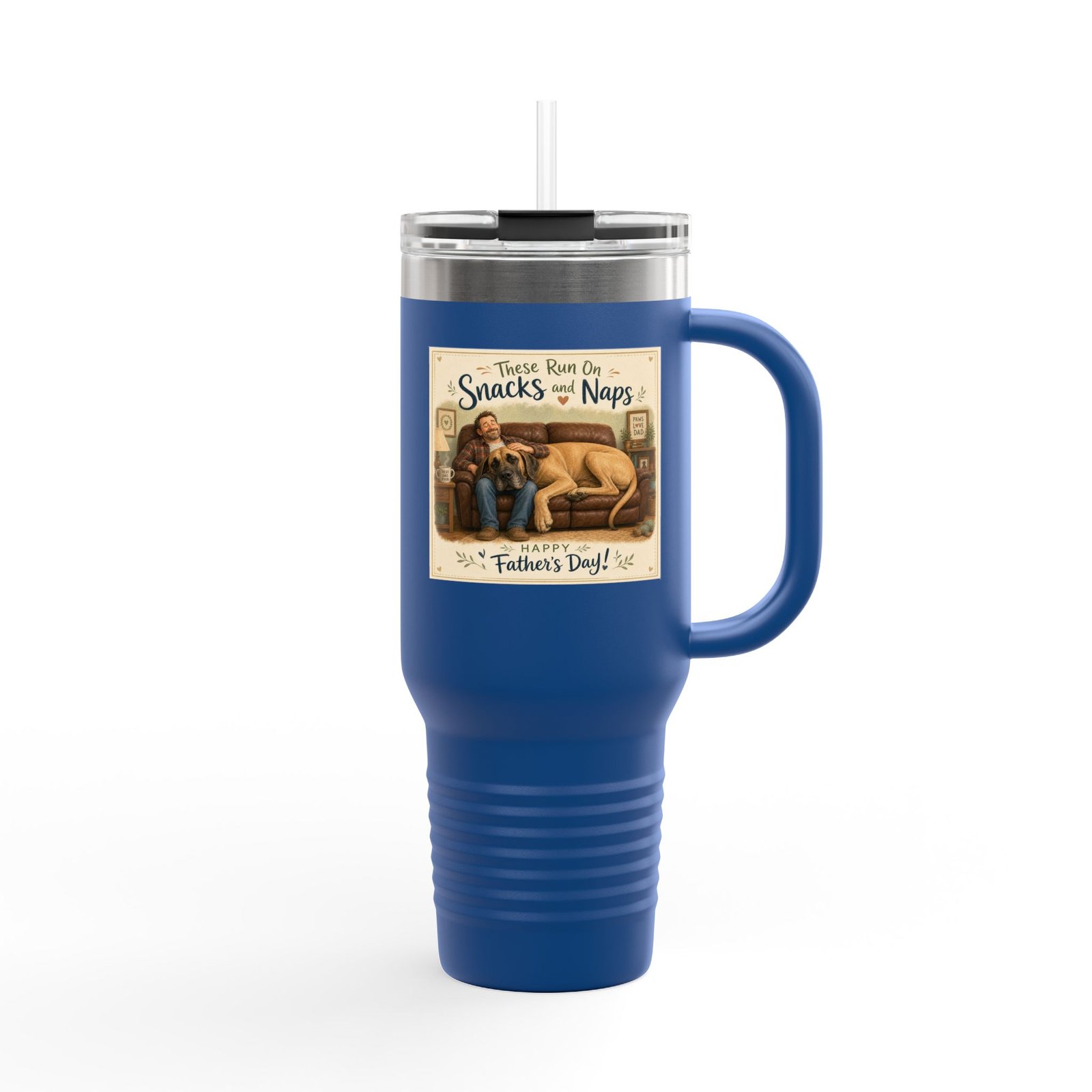 40oz Insulated Travel Mug — "There Runs on Snacks & Naps" Father's Day Camper Design - Image 12
