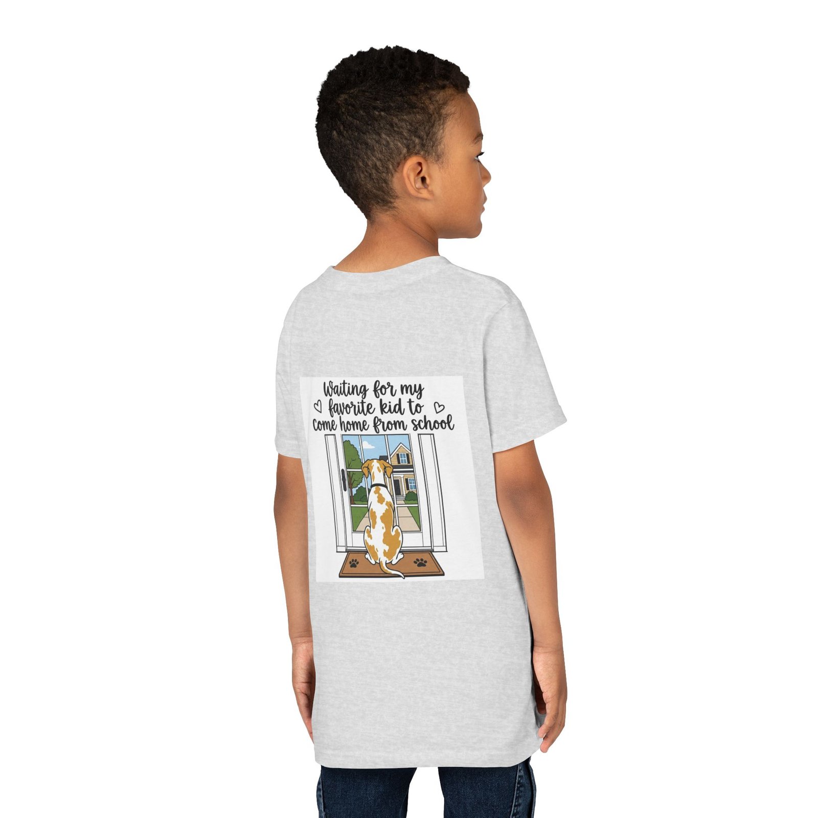 Youth Tee – Fawnequin Great Dane "Waiting for My Favorite Kid to Come Home from School" Back-Print Kids T-Shirt - Image 16
