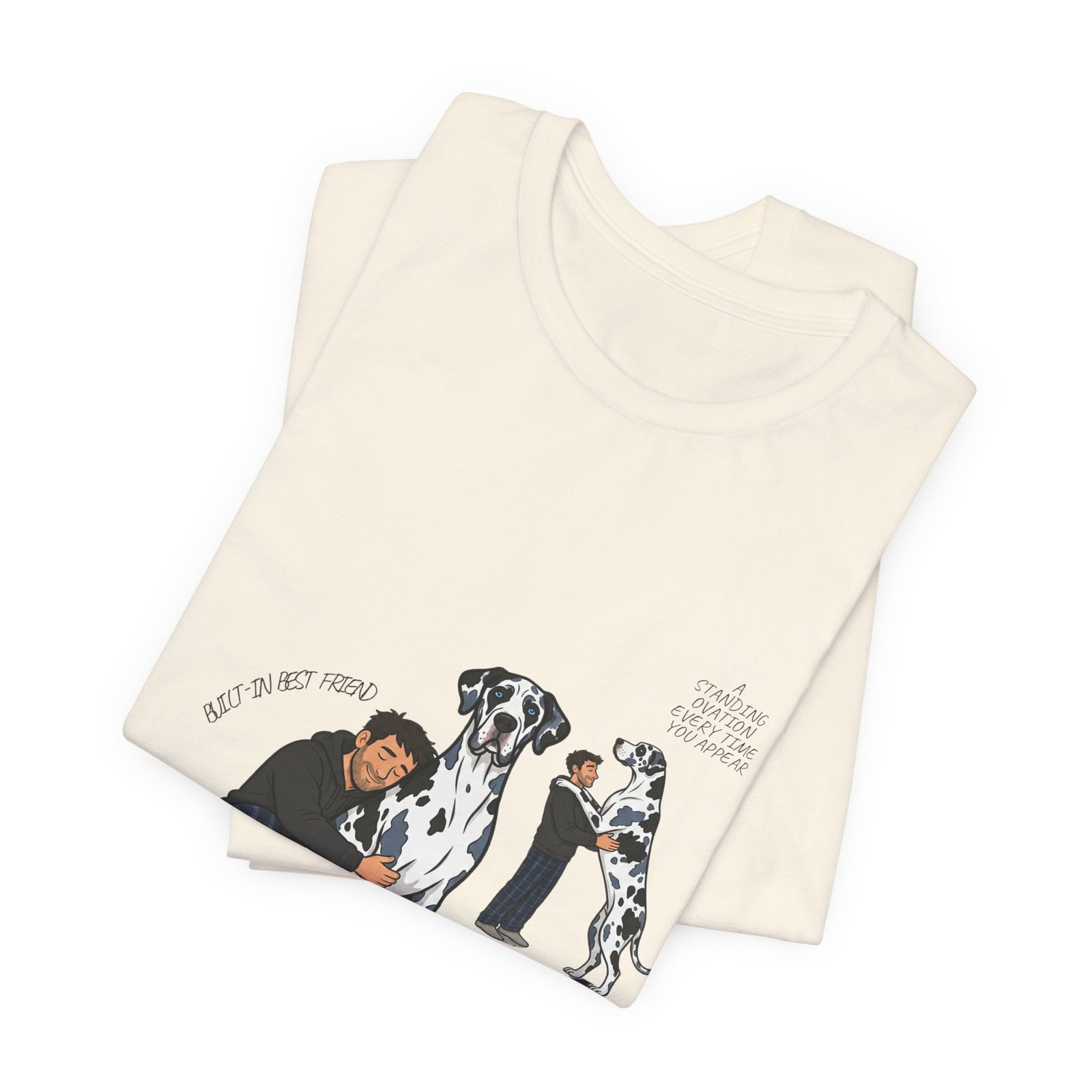 Blue and Black Merlequin with blue eyes Great Danes Illustrated Tee — "Men + Great Danes" Graphic T-Shirt - Image 14