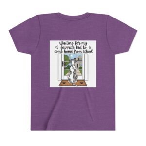 Youth Tee – Merlequin Great Dane "Waiting for My Favorite Kid to Come Home from School"  Back-Print Kids T-Shirt