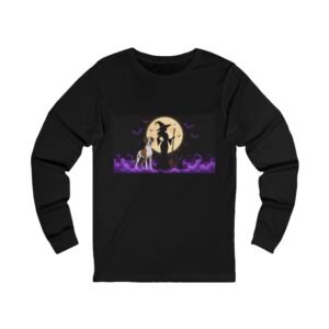 Brindlequin Great Dane, Black Cat, (up to 2x) Long Sleeve Tee — Her Familiars