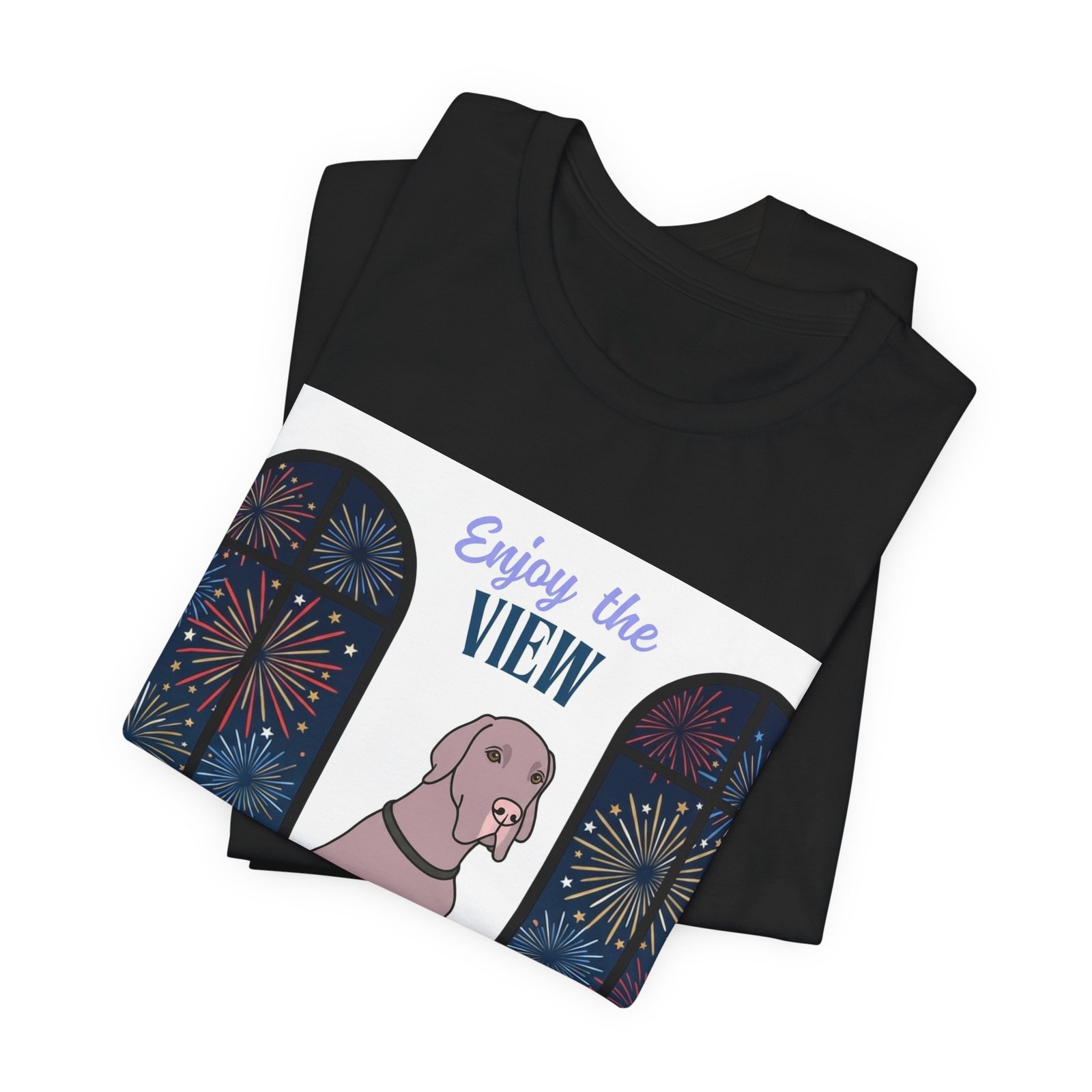 Lilac Great Dane Enjoy the View T-Shirt — Dog Watching Fireworks Graphic Tee - Image 14