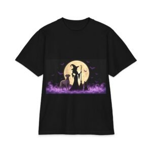 Lilac Great Dane Her Familiars, up to 7x, Heavy T Shirt, Cat, Witch Silhouette Moon T‑Shirt — Halloween