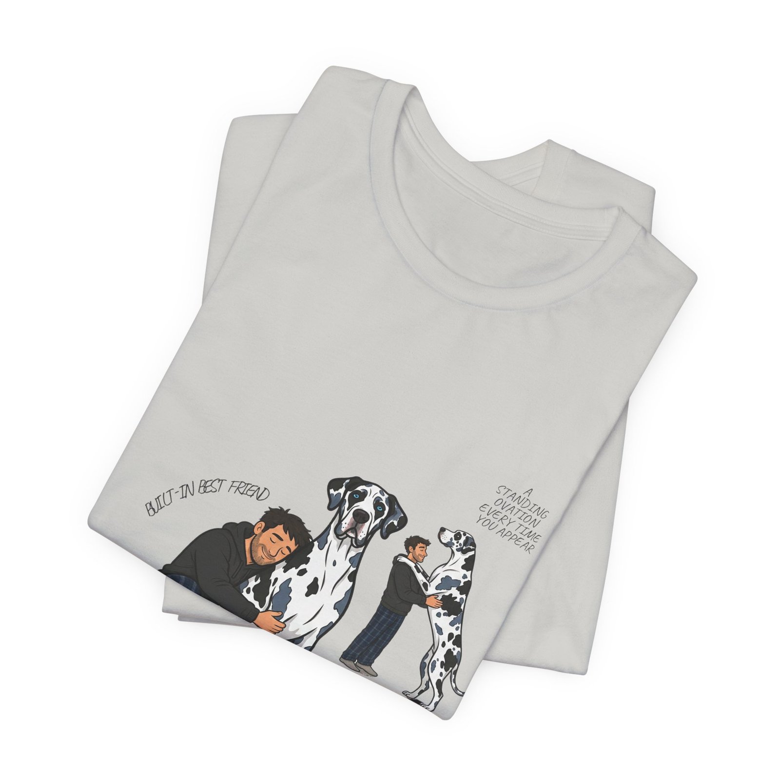 Blue and Black Merlequin with blue eyes Great Danes Illustrated Tee — "Men + Great Danes" Graphic T-Shirt - Image 20