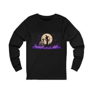 Blue Fawn Great Dane, Black Cat, Long Sleeve Tee (Up to 2x) — Her Familiars