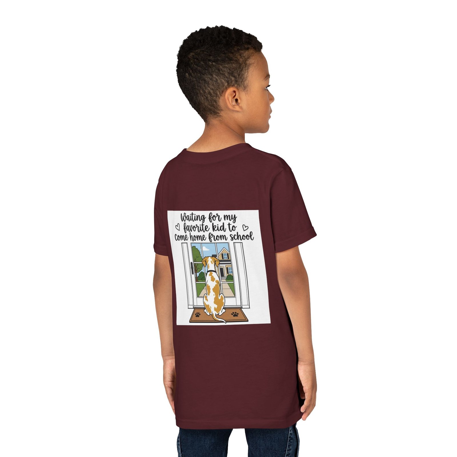 Youth Tee – Fawnequin Great Dane "Waiting for My Favorite Kid to Come Home from School" Back-Print Kids T-Shirt - Image 19