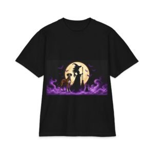 Brindle with white chest Great Dane Her Familiars, up to 7x, Heavy T Shirt, Cat, Witch Silhouette Moon T‑Shirt — Halloween
