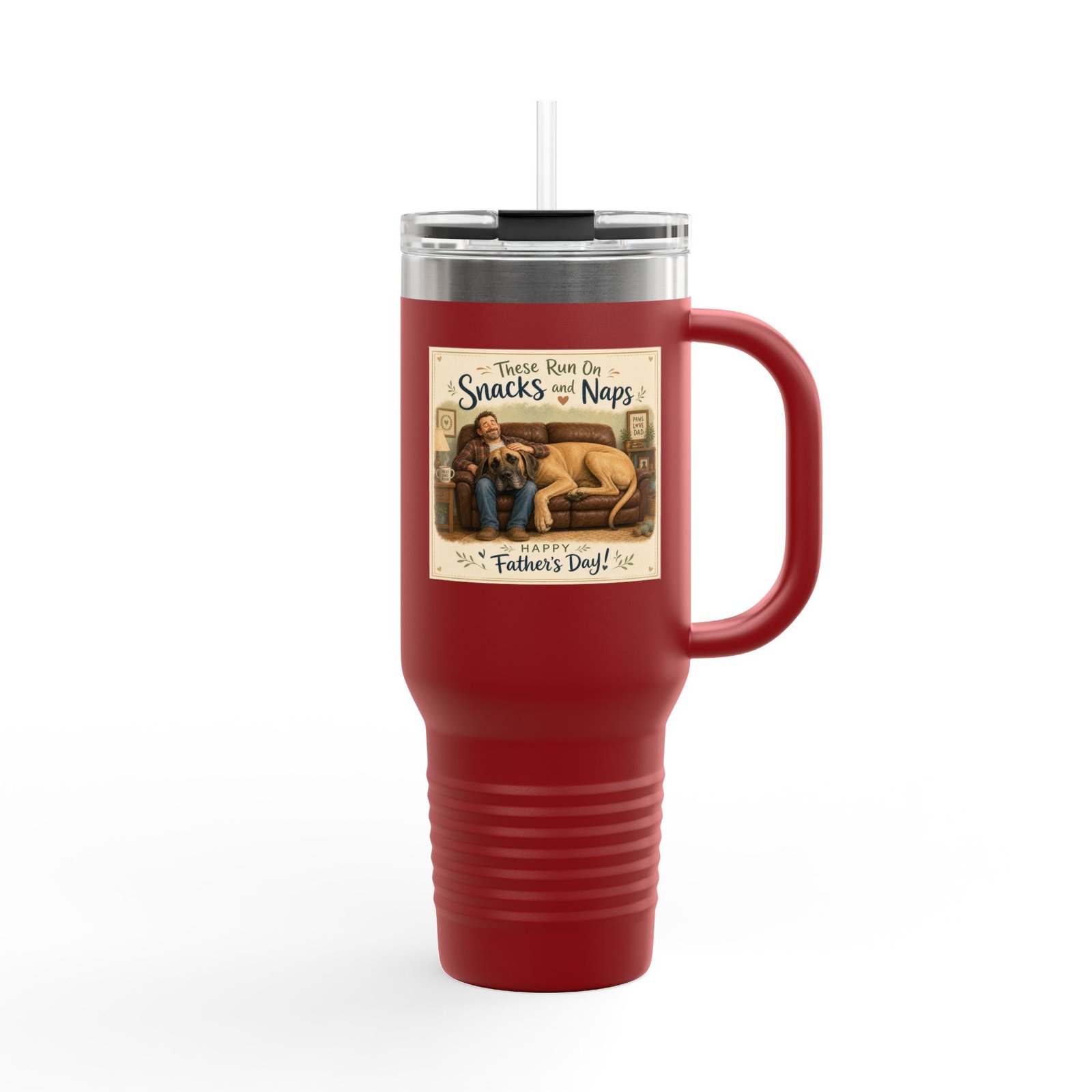 40oz Insulated Travel Mug — "There Runs on Snacks & Naps" Father's Day Camper Design - Image 10