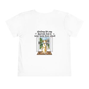 Toddler Tee – Fawnequin Great Dane "Waiting for My Favorite Kid to Come Home From School" Dog Window Graphic