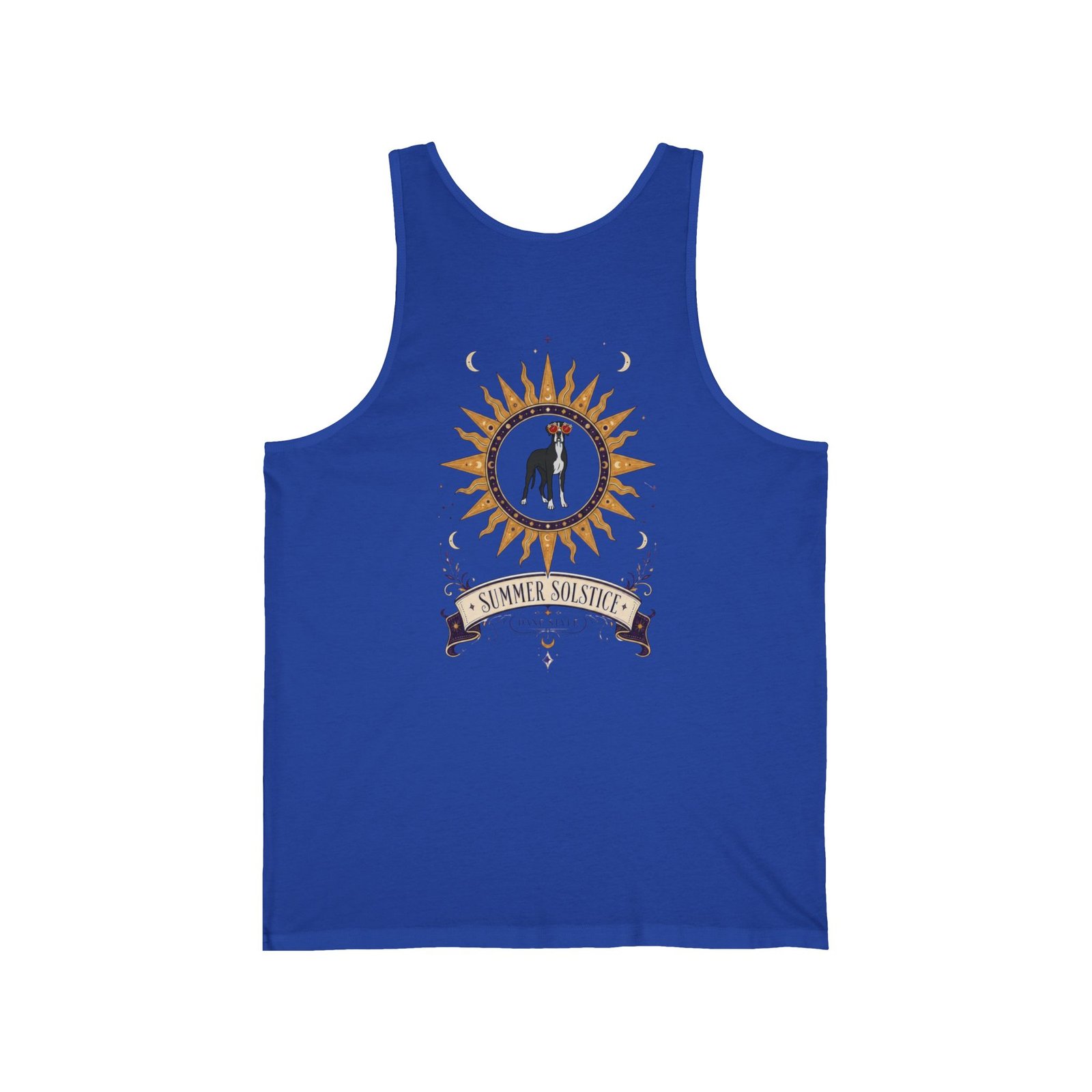 Black and White Mantle Great Dane Summer Solstice Tank Top — Sun & Dog Graphic