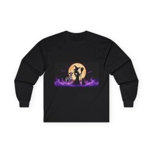 Harlequin Great Dane (up to 5x) Witch Silhouette Moon Long Sleeve Tee — Her Familiars