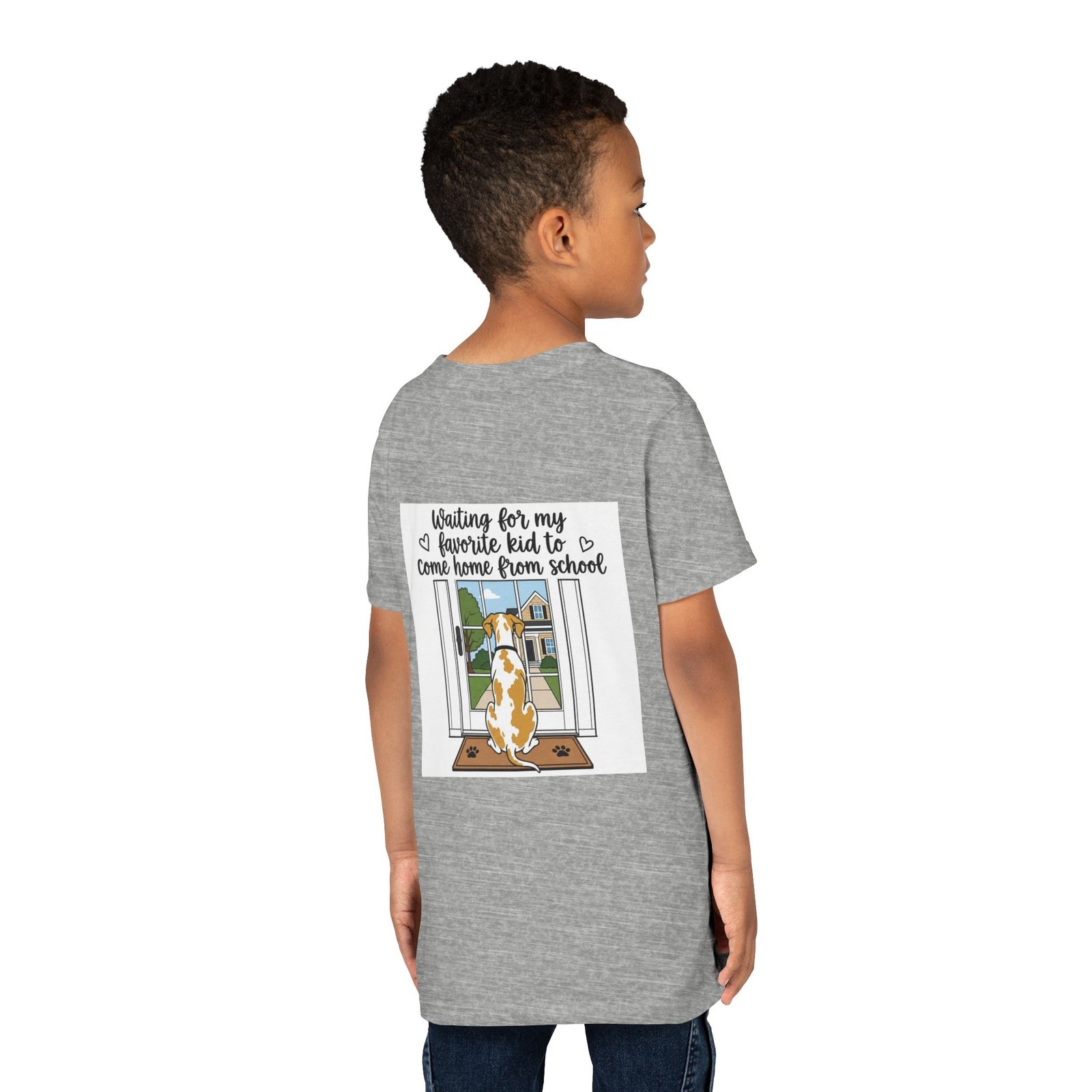 Youth Tee – Fawnequin Great Dane "Waiting for My Favorite Kid to Come Home from School" Back-Print Kids T-Shirt - Image 11