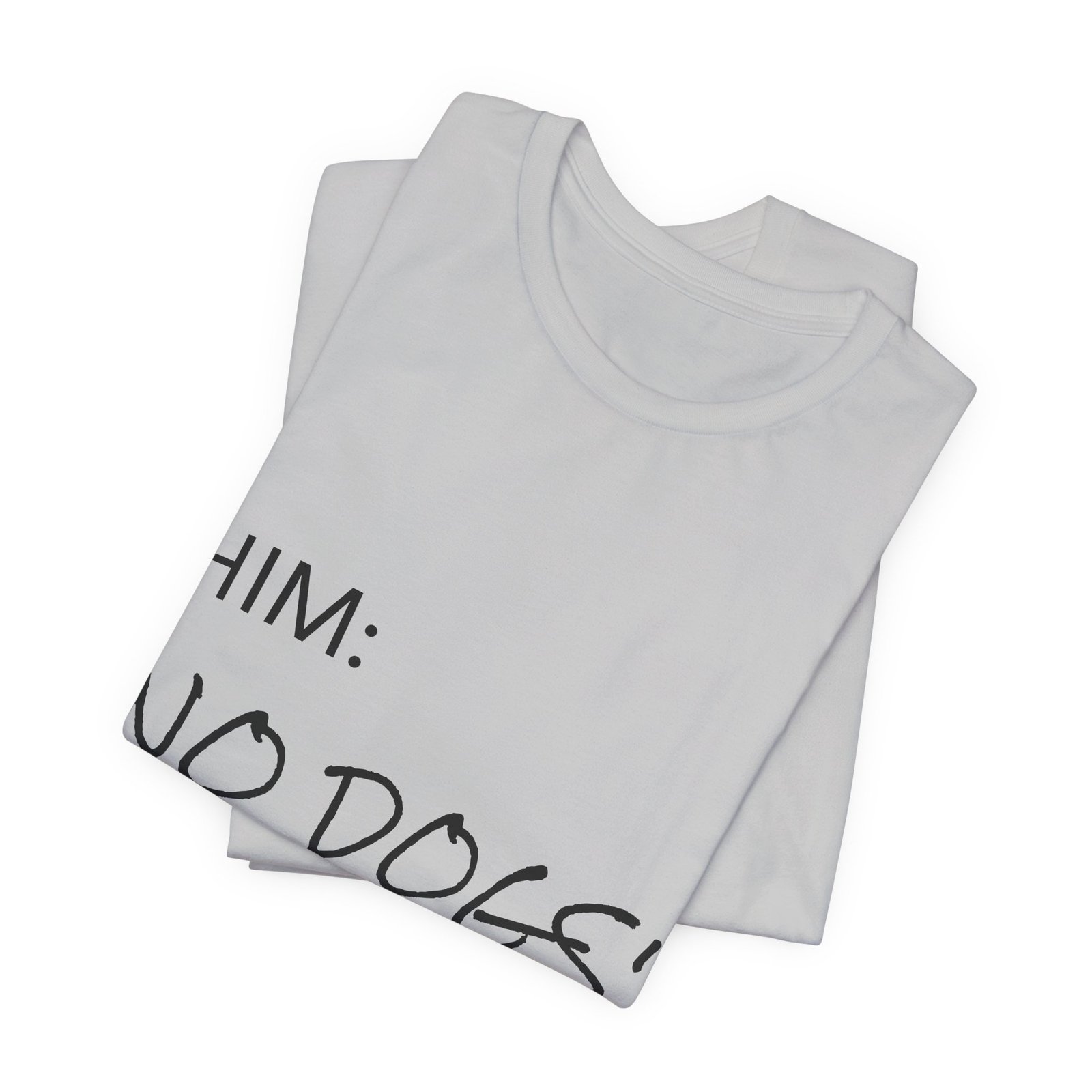 White Great Dane T-Shirt — "NO DOGS" Script Front with Man and Dog on Couch Graphic - Image 39