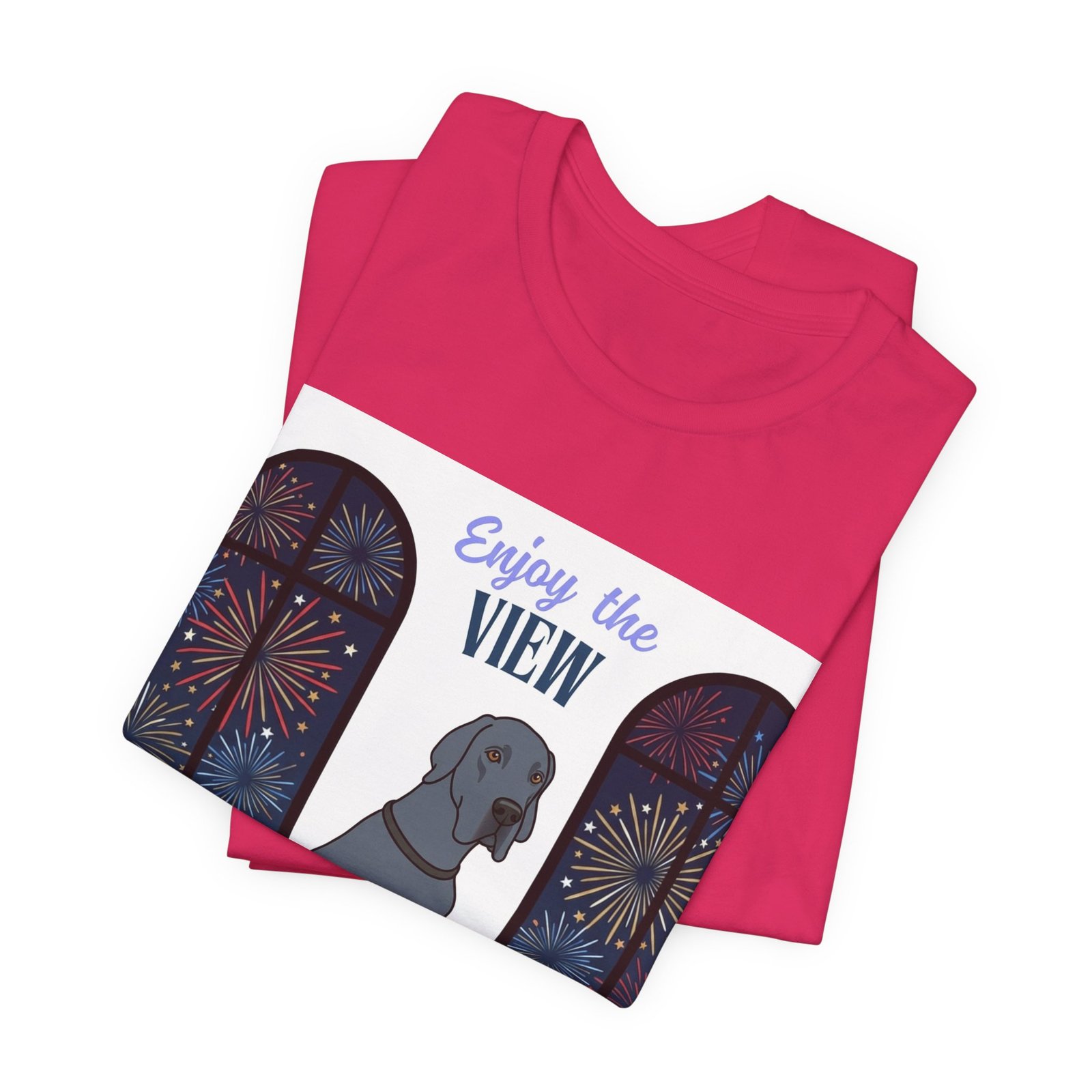 Blue Great Dane Enjoy the View T-Shirt — Dog Watching Fireworks Graphic Tee - Image 58