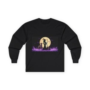 Lilac Great Dane (up to 5x) Witch Silhouette Moon Long Sleeve Tee — Her Familiars