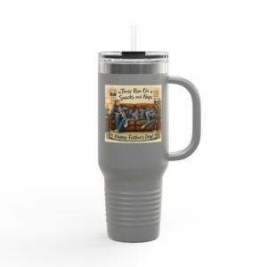 Copy of 40oz Insulated Travel Mug — Blue Merle Great Dane "There Runs on Snacks & Naps" Father's Day Camper Design