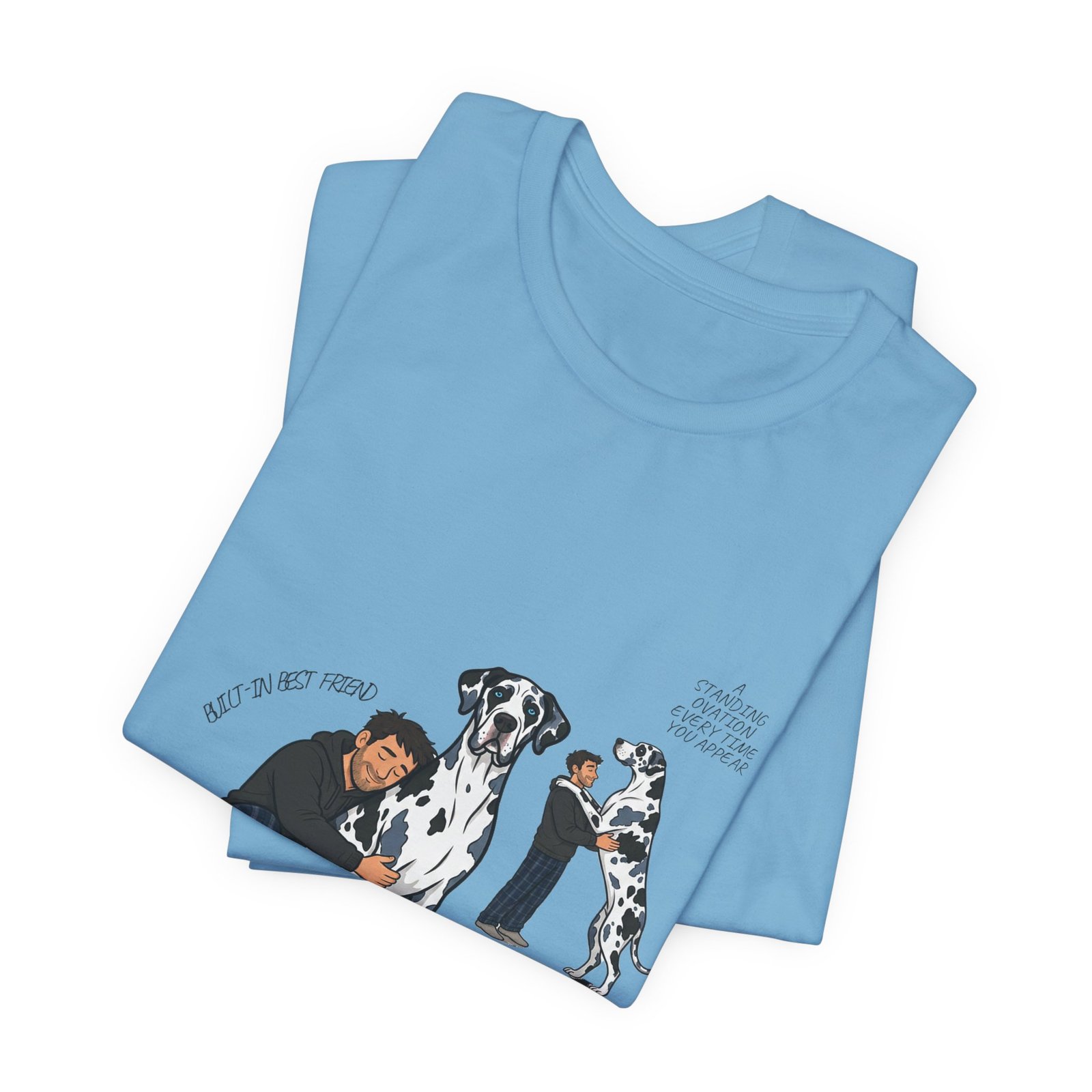 Blue and Black Merlequin with blue eyes Great Danes Illustrated Tee — "Men + Great Danes" Graphic T-Shirt - Image 50