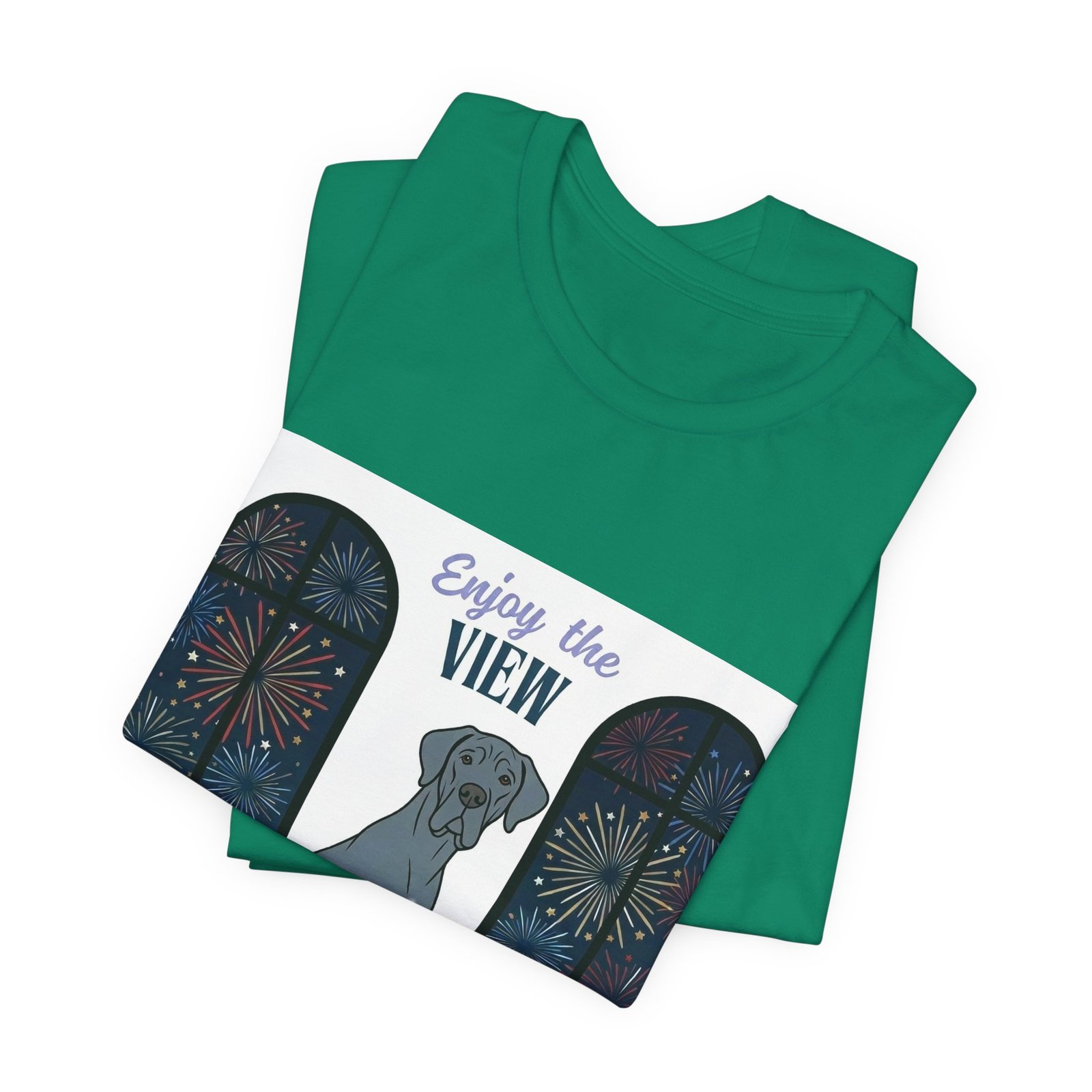 Blue with white chest marking Great Dane Enjoy the View T-Shirt — Dog Watching Fireworks Graphic Tee - Image 33