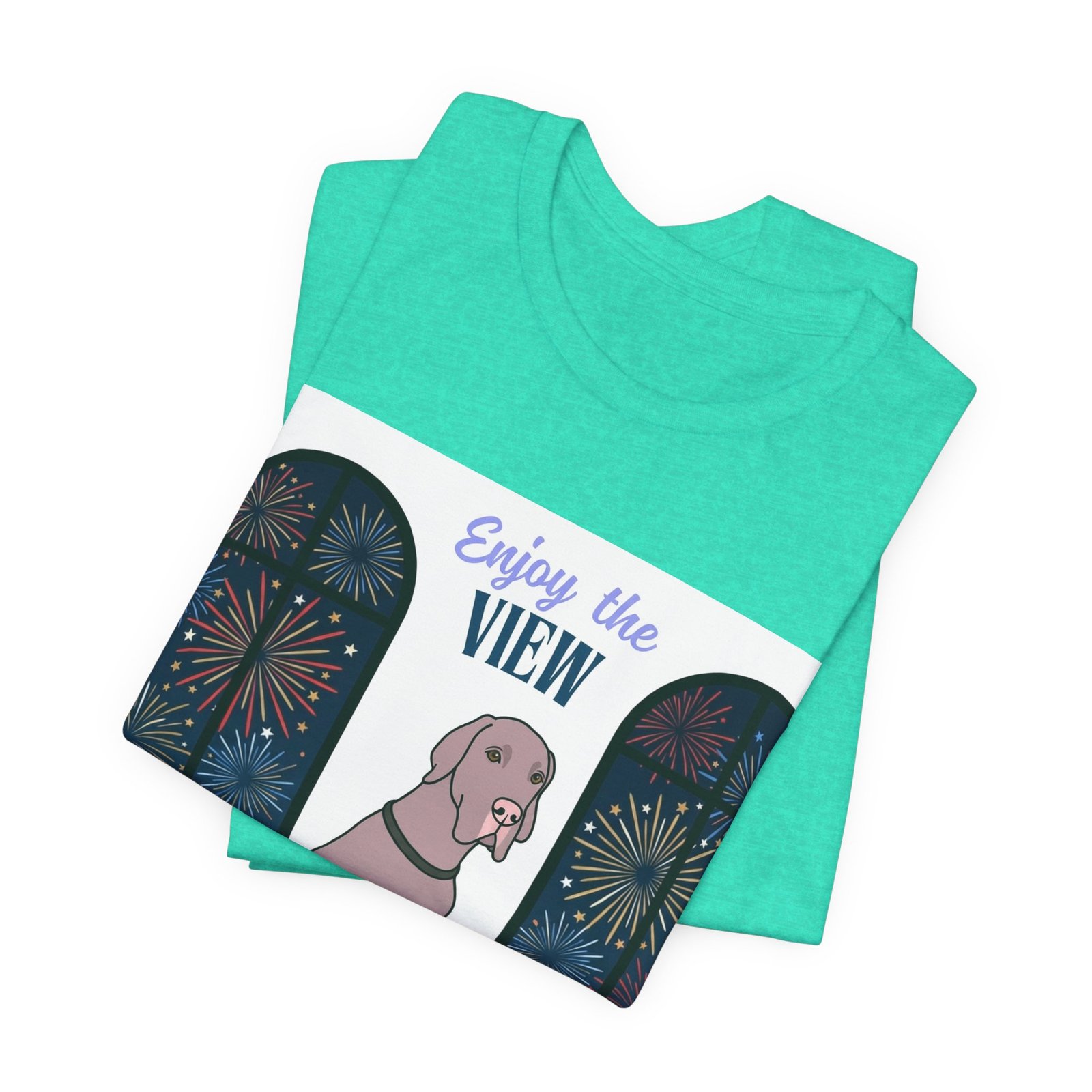 Lilac Great Dane Enjoy the View T-Shirt — Dog Watching Fireworks Graphic Tee - Image 38
