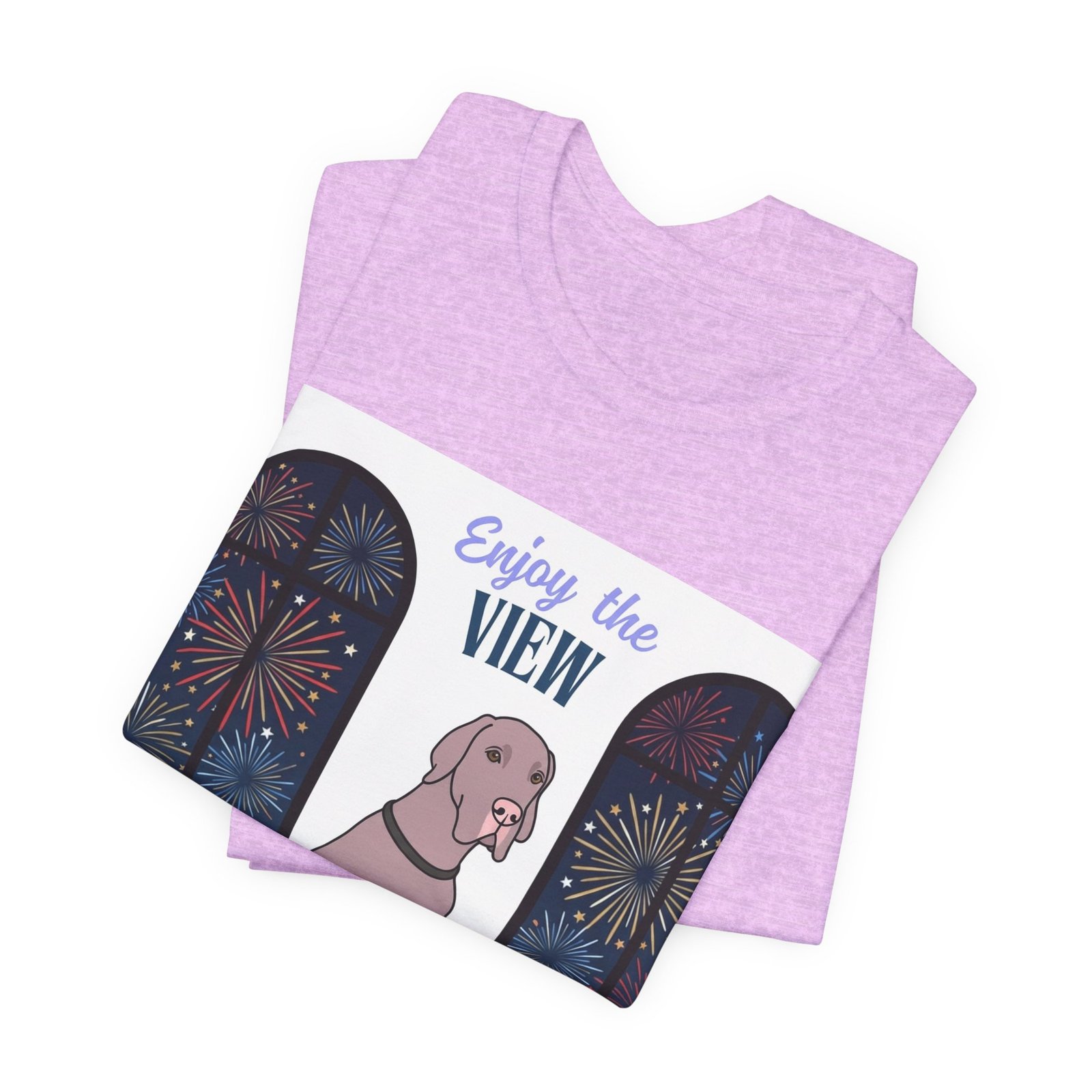 Lilac Great Dane Enjoy the View T-Shirt — Dog Watching Fireworks Graphic Tee - Image 58