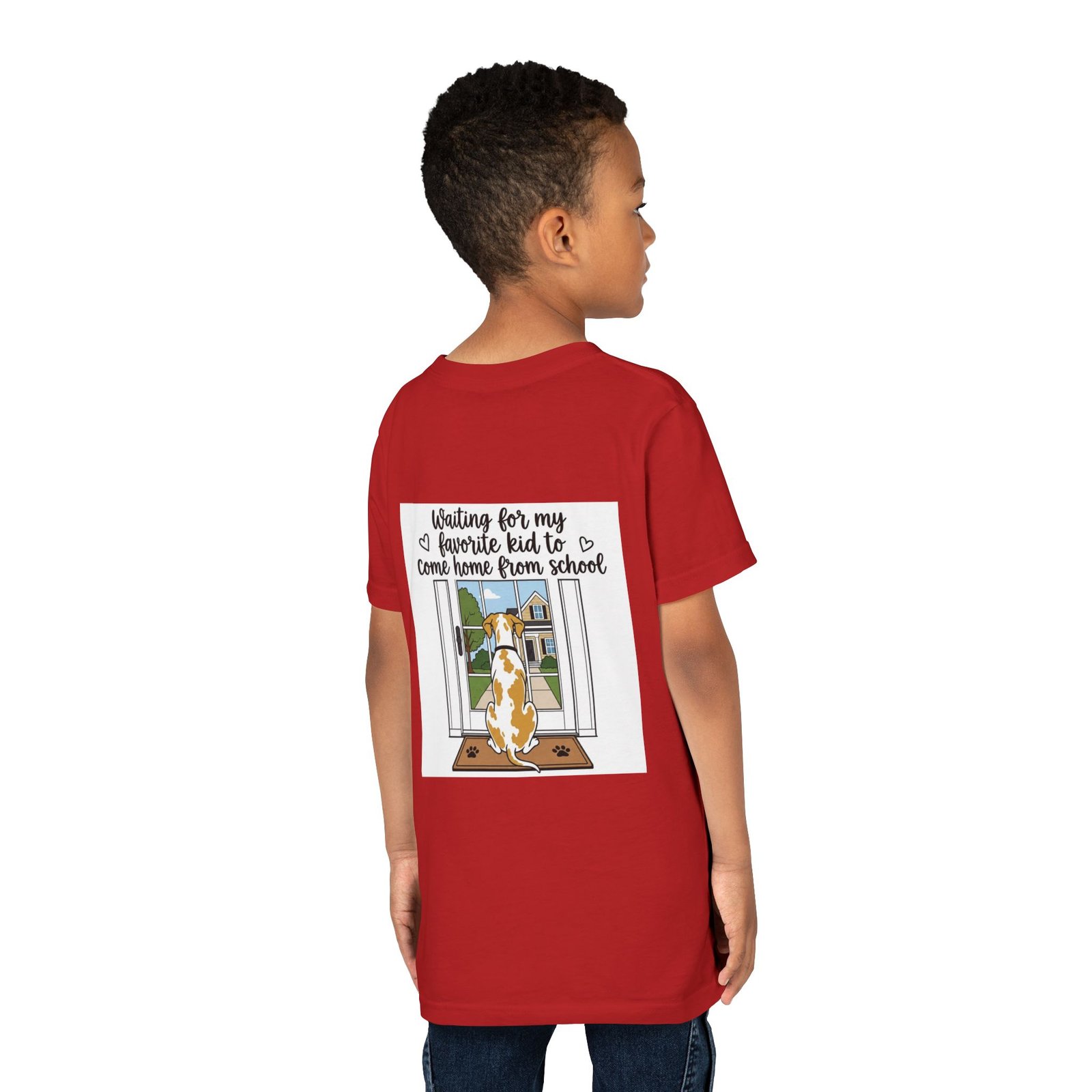 Youth Tee – Fawnequin Great Dane "Waiting for My Favorite Kid to Come Home from School" Back-Print Kids T-Shirt - Image 8