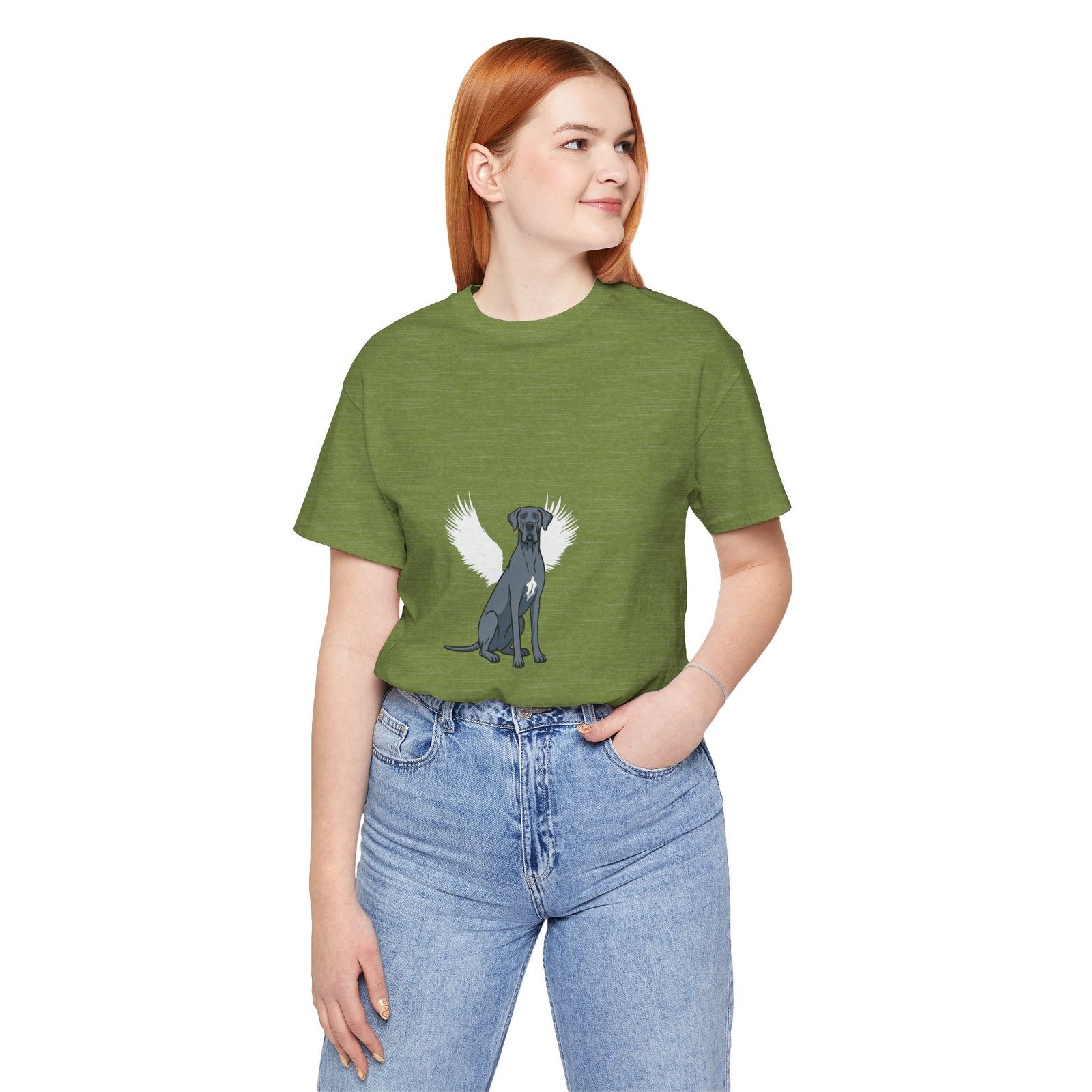 Unisex Blue Great Dane with White Chest Snip Great Dane Rainbow Bridge Lyric Back-Print Tee — 'Beloved Memory' Poem Shirt - Image 12