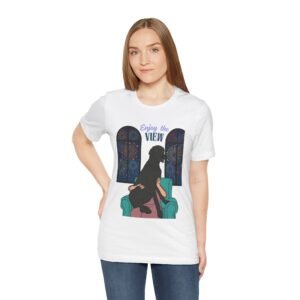 Black Great Dane Enjoy the View T-Shirt — Dog Watching Fireworks Graphic Tee