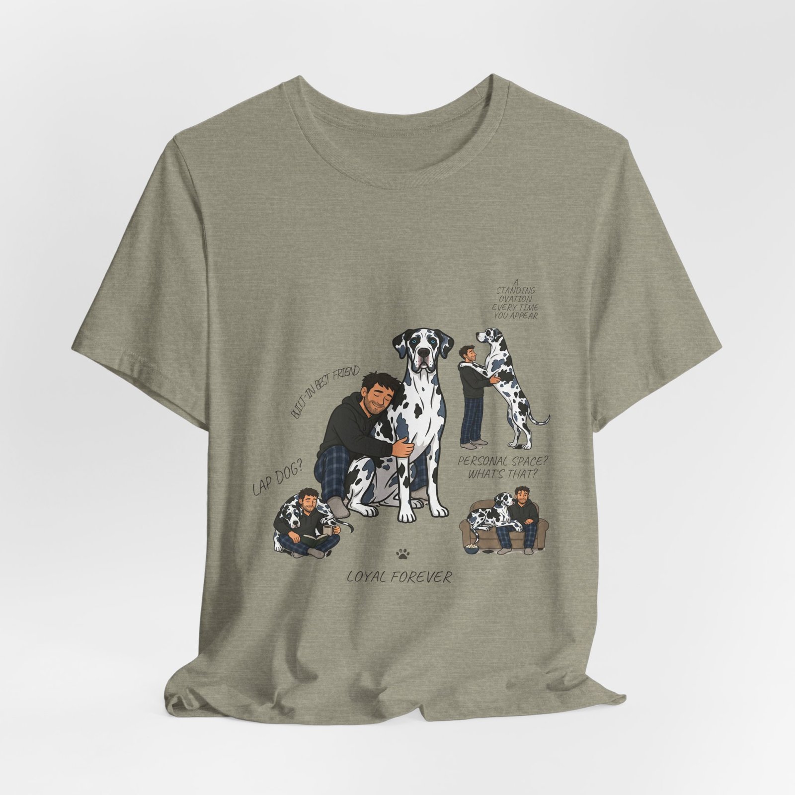 Blue and Black Merlequin with blue eyes Great Danes Illustrated Tee — "Men + Great Danes" Graphic T-Shirt - Image 33
