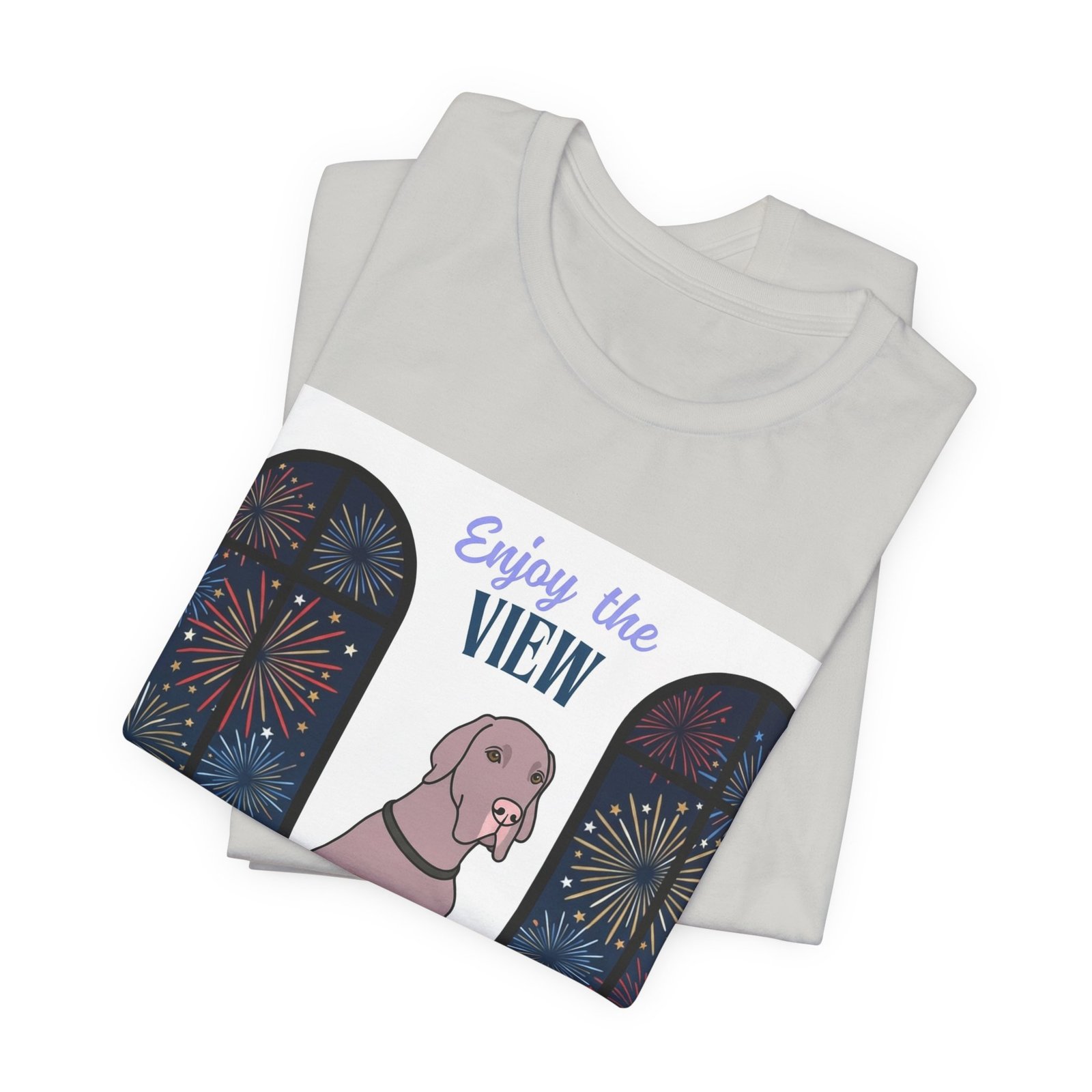 Lilac Great Dane Enjoy the View T-Shirt — Dog Watching Fireworks Graphic Tee - Image 23