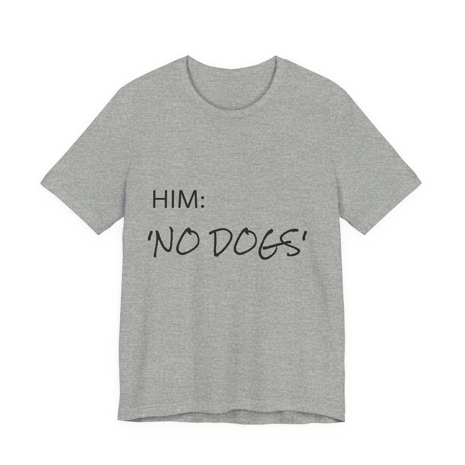 Blue Great Dane T-Shirt — "NO DOGS" Script Front with Man and Dog on Couch Graphic - Image 21